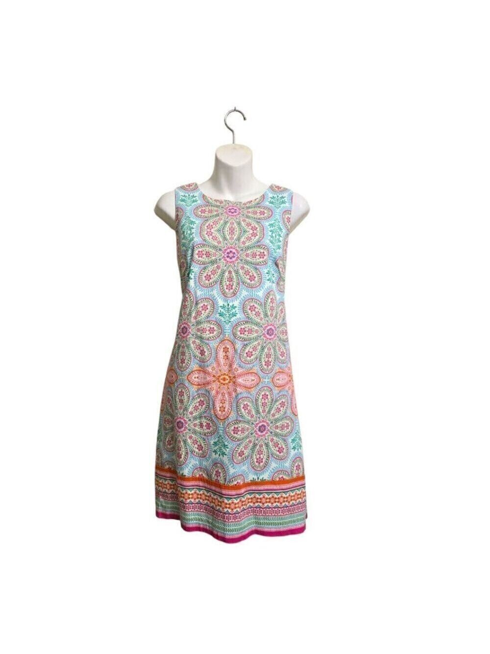 London Times Floral Sleeveless A-Line Mini Shift Dress Sz 14